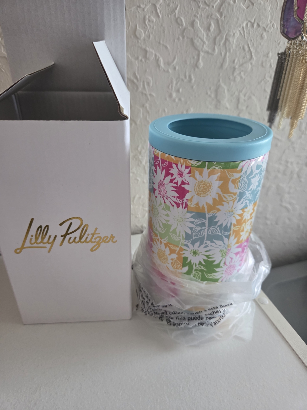Lilly Pulitzer Blue Floral Can Cooler - Multicolor Tropical Print